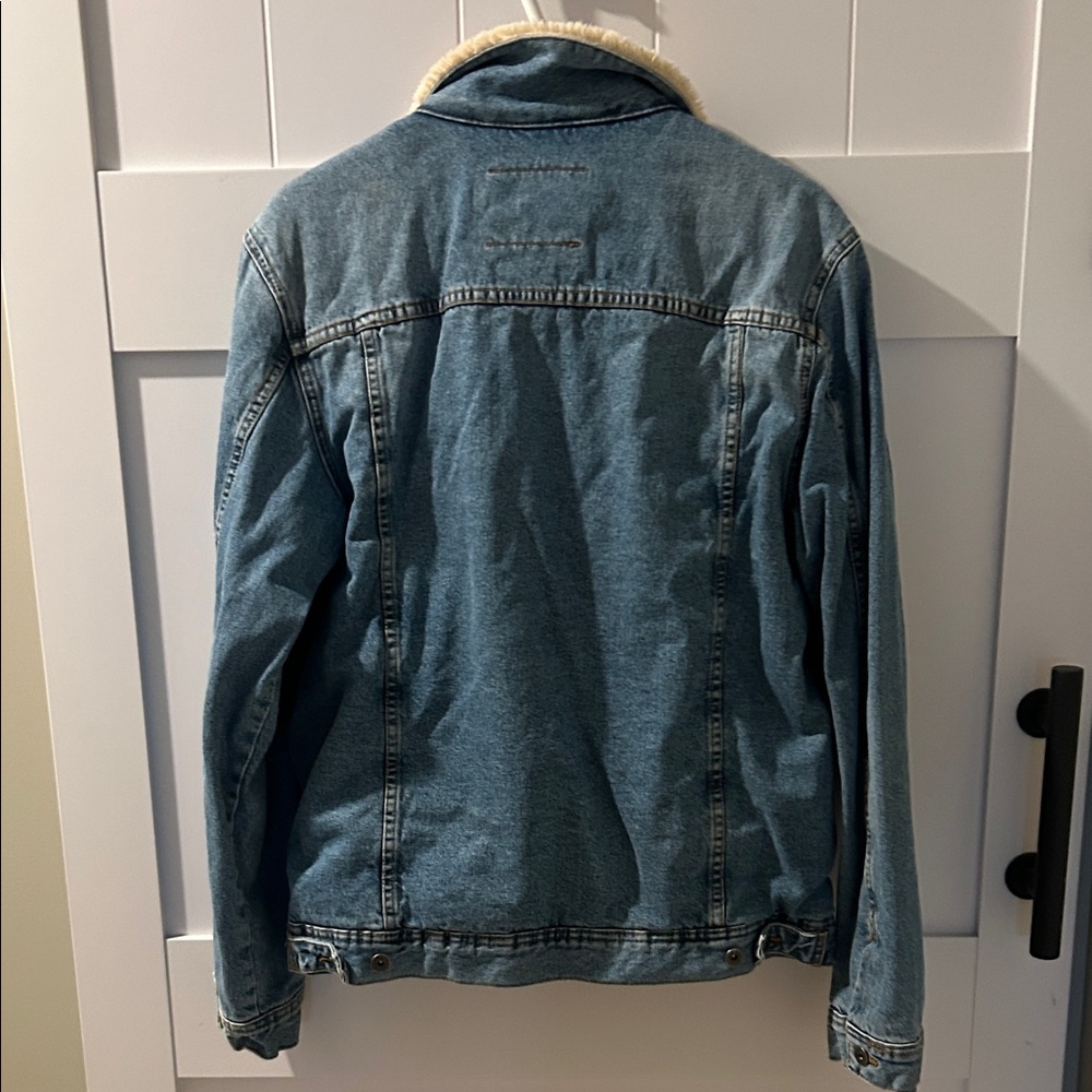 Zara Cream Sherpa-Lined Denim Jacket - Picture 3 of 3